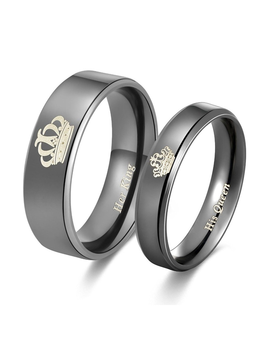 Moneekar Jewels Unisex Her King His Queen Titanium Finger Ring