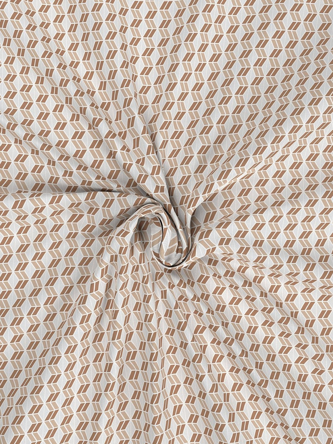 MASPAR Rust Colored & White Printed Pure Cotton 144 TC King Bedsheet Set 2.24 m x 2.75 m