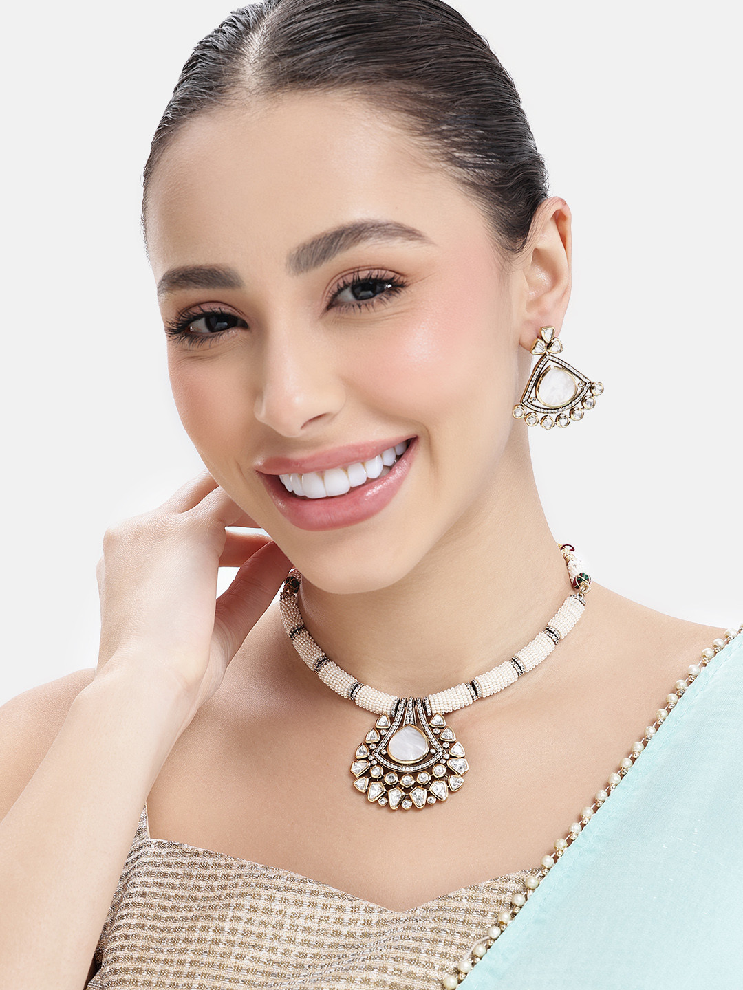 Lavish Giftz Kundan Moti Necklace Set