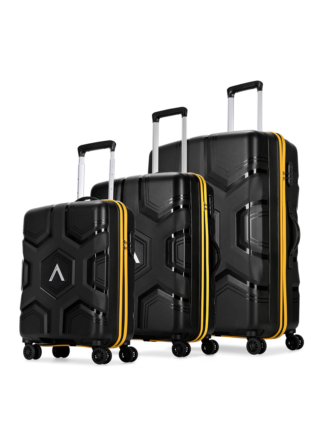 Aristocrat Rock Set Of 3 Textured Hard Suitcase Trolley Bag- 191L