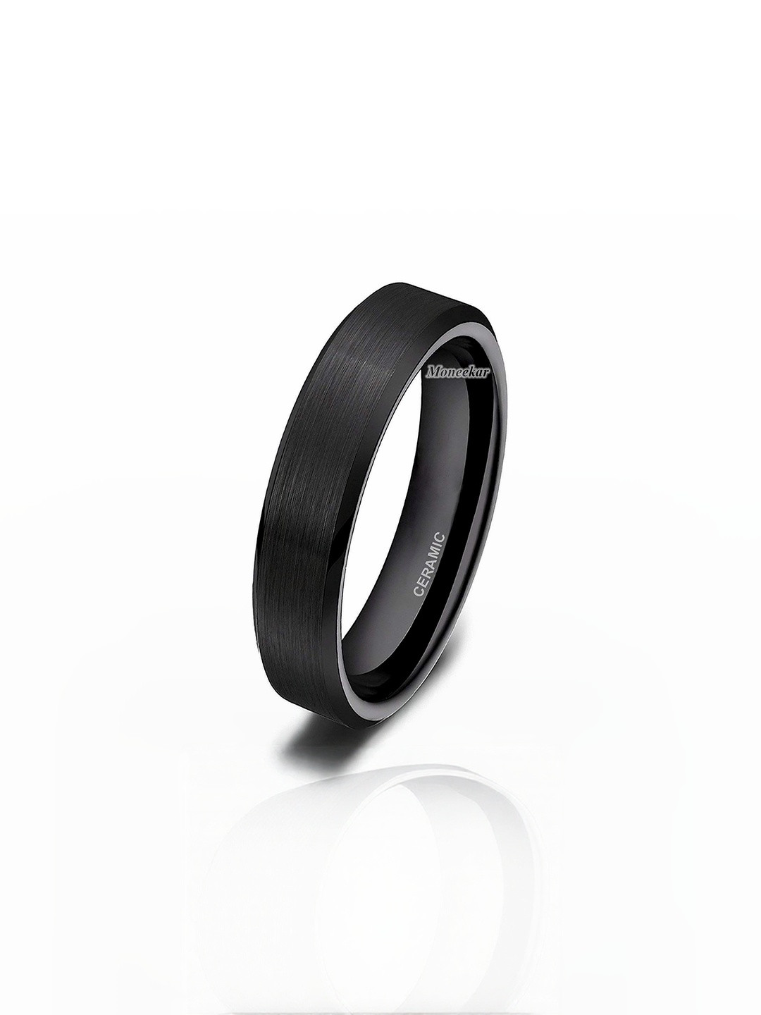 Moneekar Jewels Unisex Bevelled Edge Ceramic Finger Ring