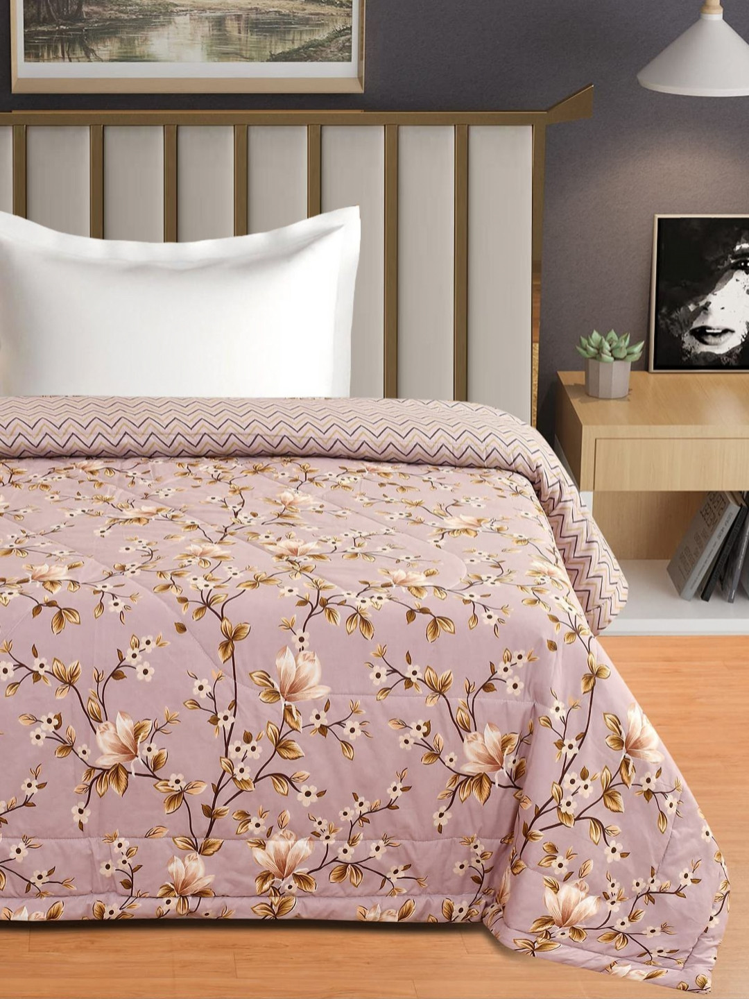 Florida Reeva Single Comforter Mauve & Brown Printed AC Room 200 GSM Comforter