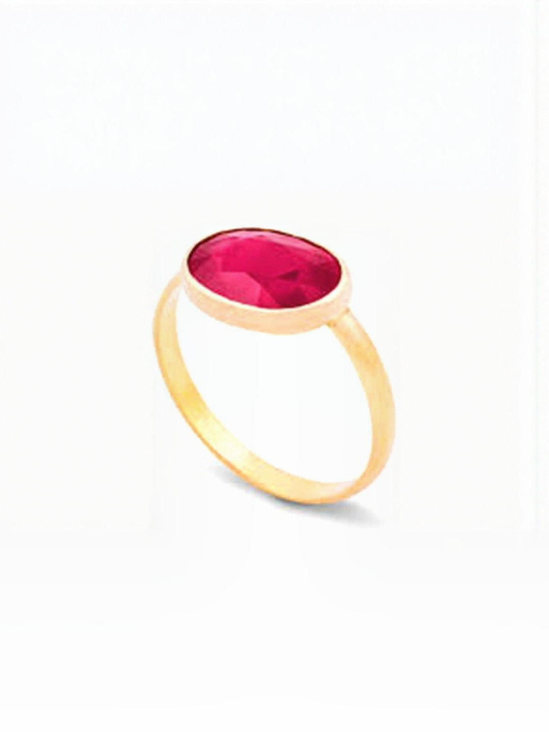 RAVIOUR LIFESTYLE Unisex Gold-Plated Ruby Manak 5.00 Ratti 100% Original Finger Ring