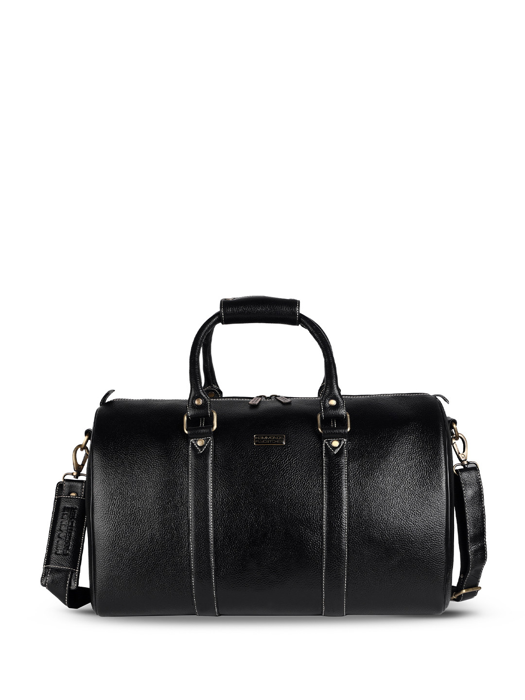 HAMMONDS FLYCATCHER Black Textured Leather Duffel Bag