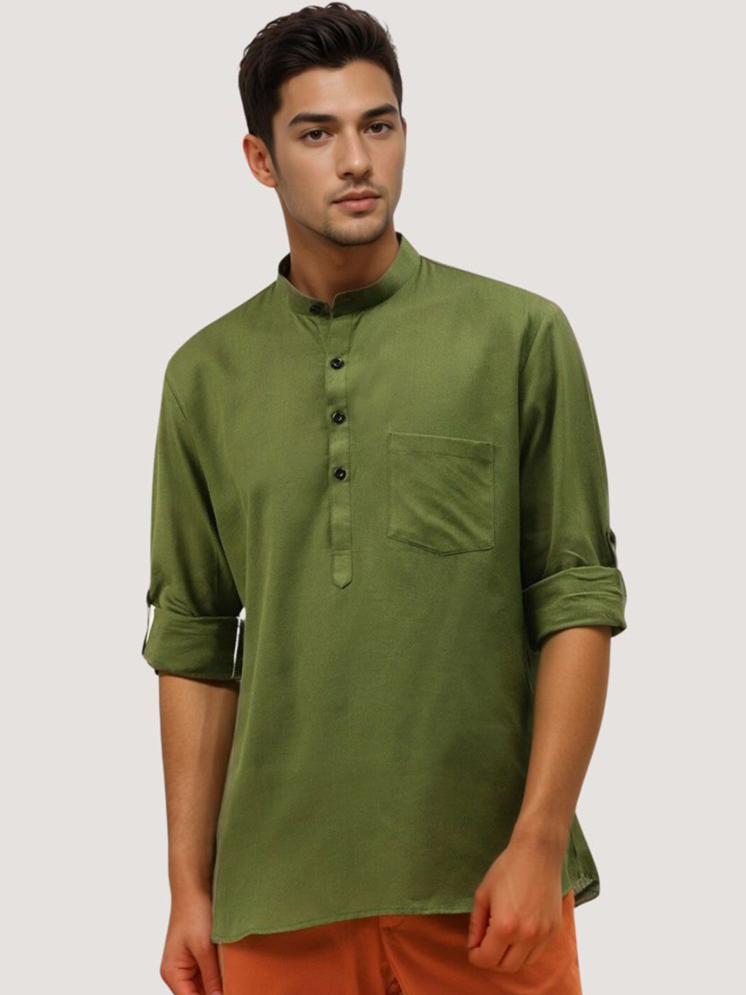 Ajaybaldaniya Men Solid Daily Cotton Straight Kurta