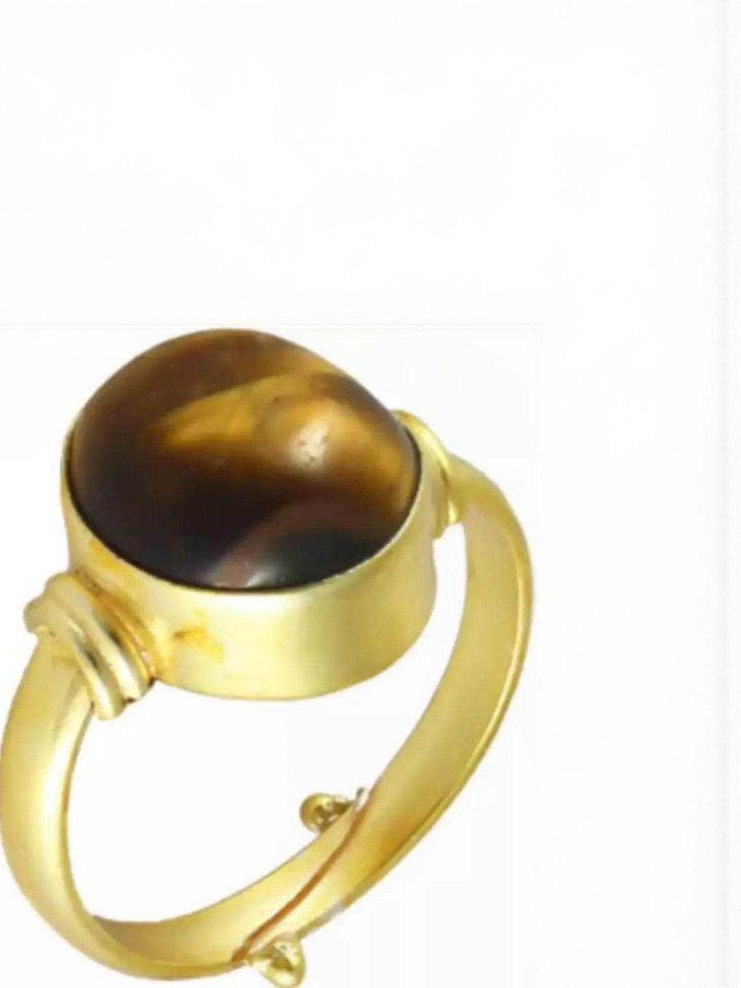 RAVIOUR LIFESTYLE Unisex Gold-Plated Tiger Eye Finger Ring