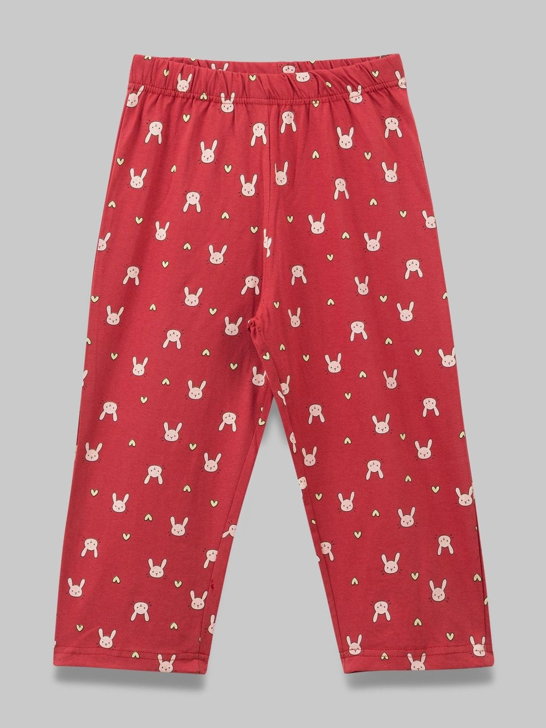 ZUNIORS SSC Girls Red & White Bunny Printed Mid Rise Cotton Capris