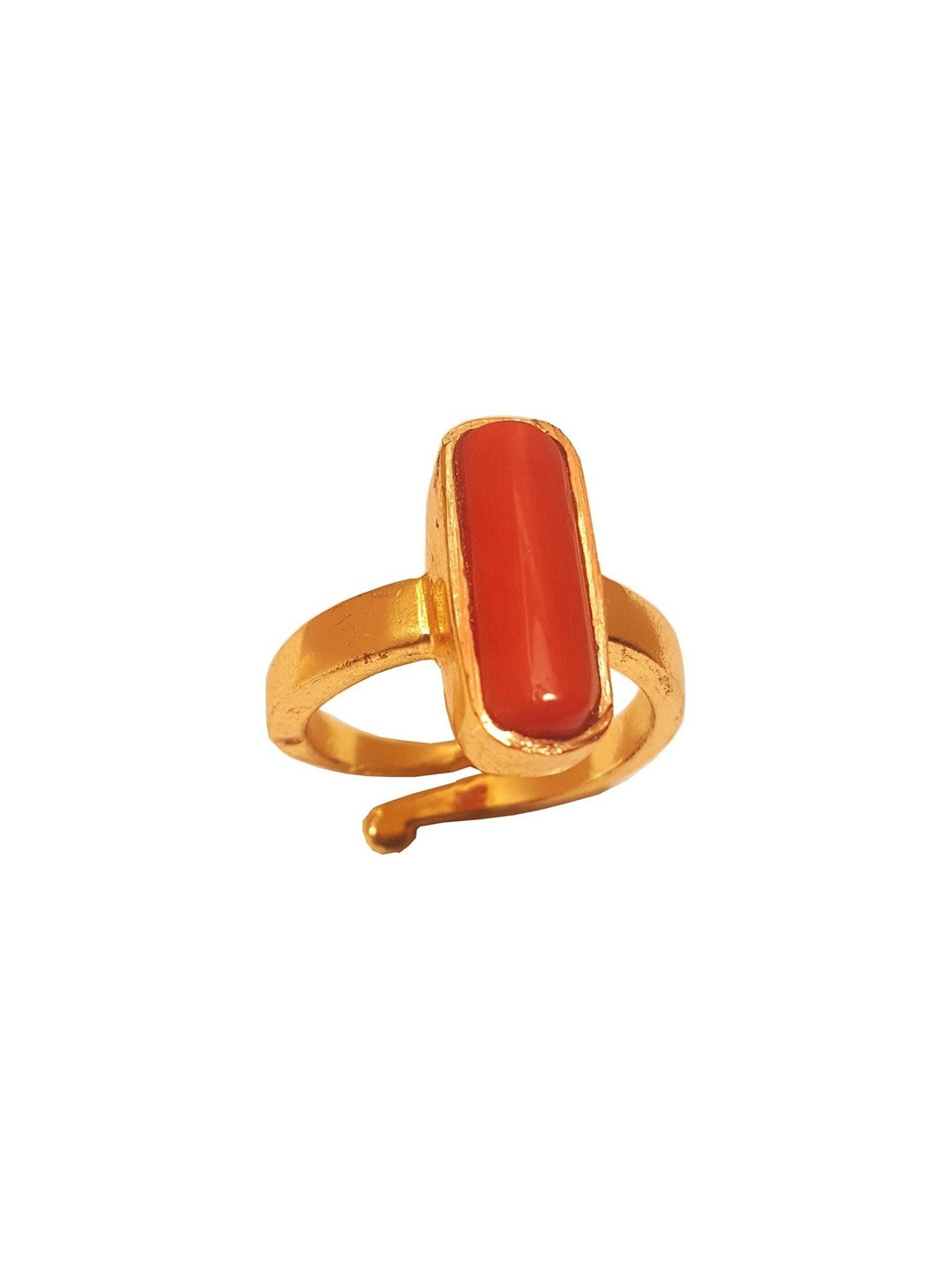 RAVIOUR LIFESTYLE Unisex Red Coral Stone Alloy Finger Ring