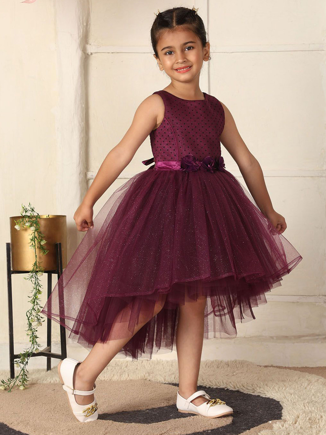Toy Balloon kids Girls Round Neck High-Low Dress