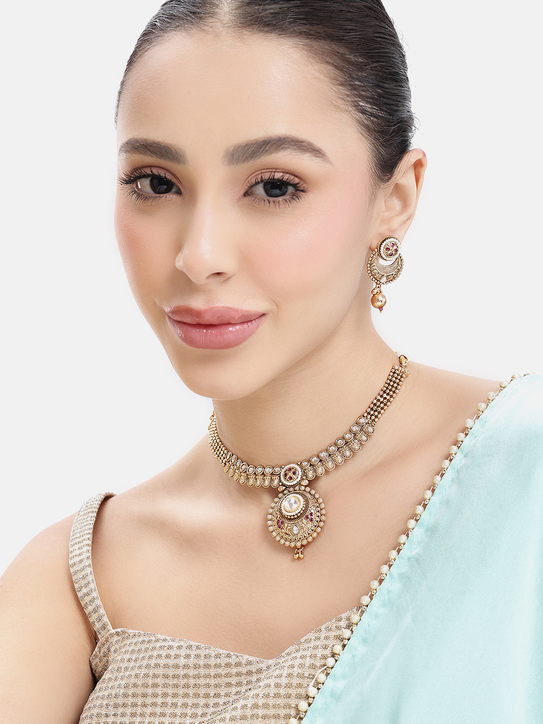 Lavish Giftz Gold Plated Antique Necklace Set