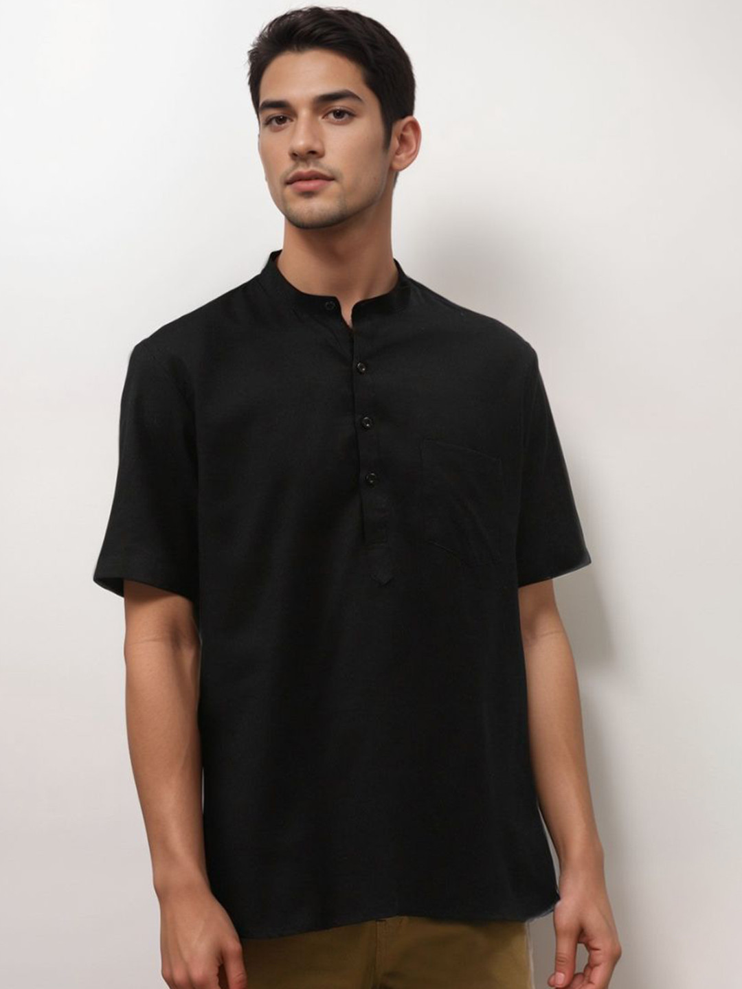 Raptend Men Solid Daily Cotton Straight Kurta