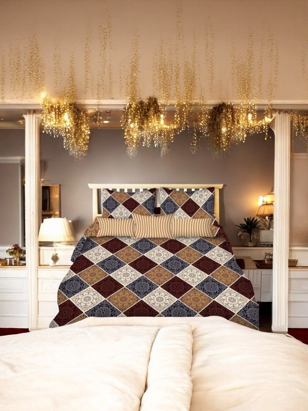 WELLNEST Unisex Abstract Queen Bedsheets