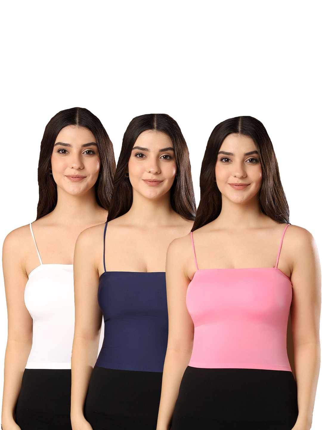 PAAVKI Women Pack of 3 Lightly Padded Camisole Spaghetti Strap Bralette Tank Top