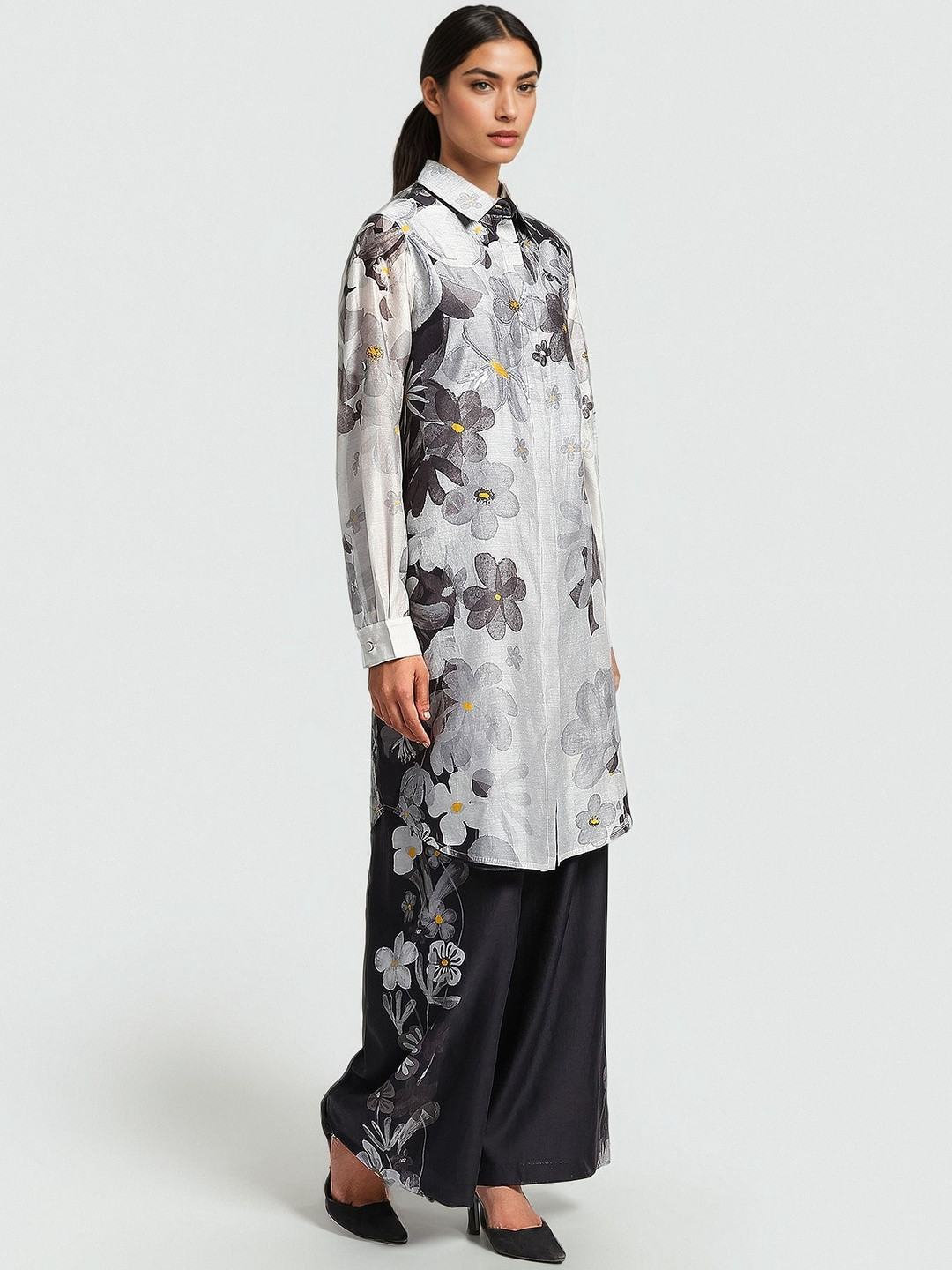 Satyta Paul Women Grey Moon Floral Coord Set