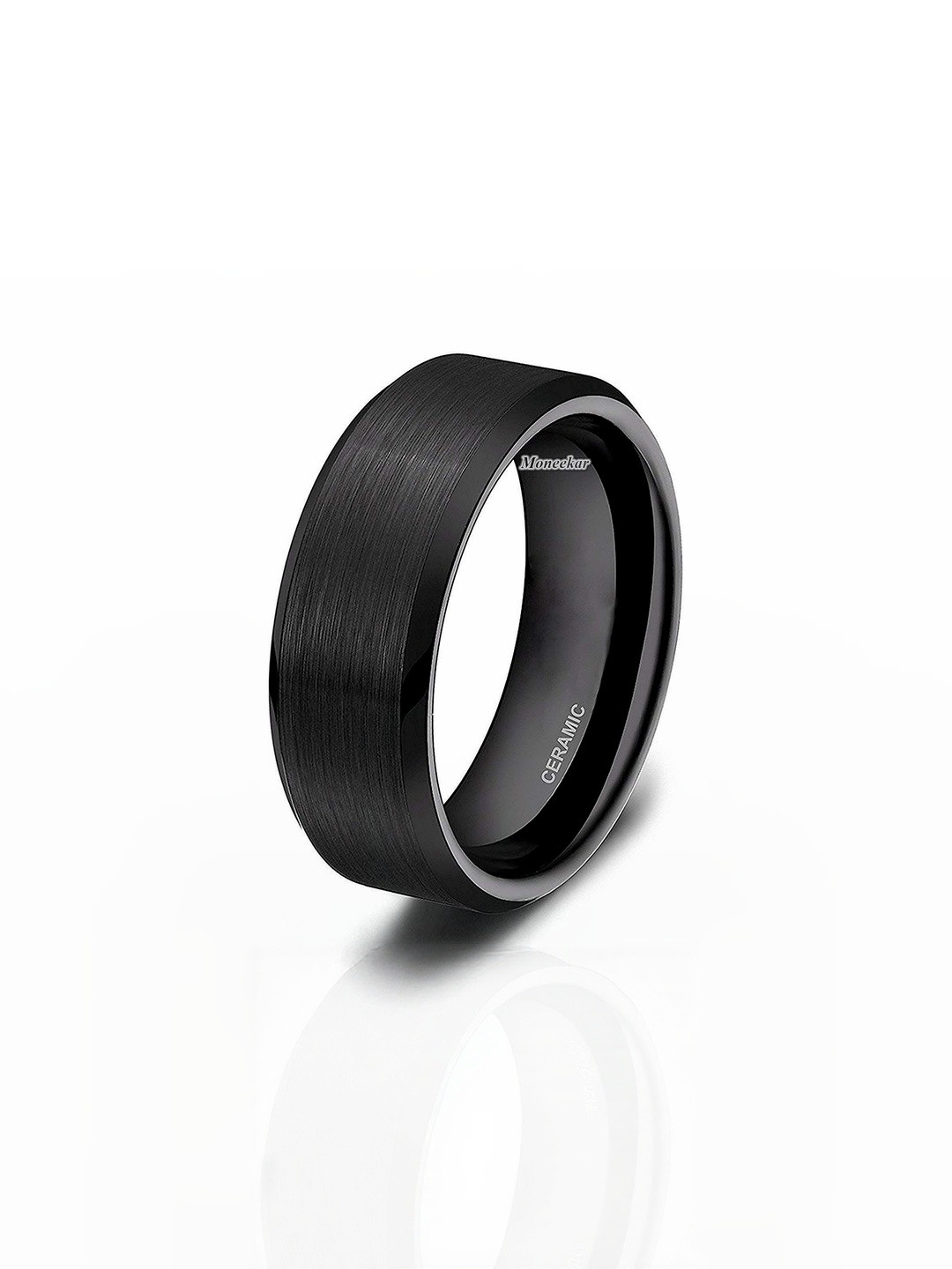 Moneekar Jewels Unisex Ceramic Stainless Steel Finger Ring