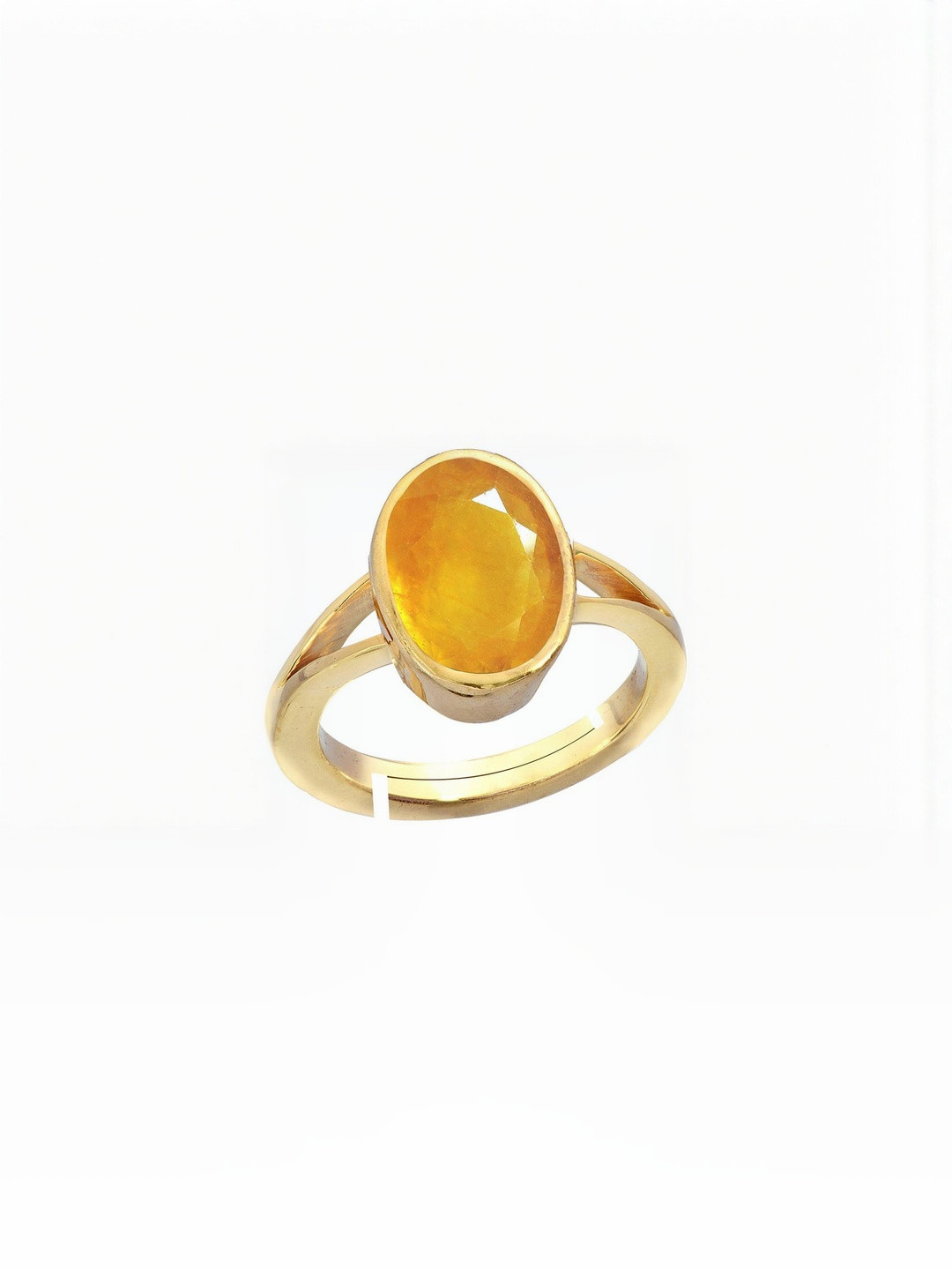 RAVIOUR LIFESTYLE Unisex Copper-Plated Finger Ring with Yellow Sapphire