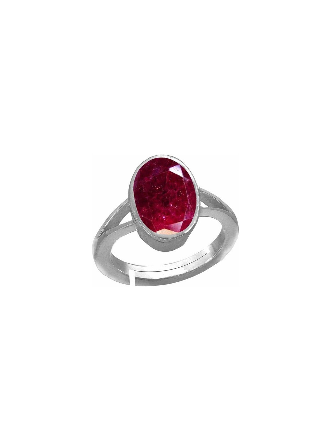 RAVIOUR LIFESTYLE Unisex Silver-Plated Ruby Stone Finger Ring
