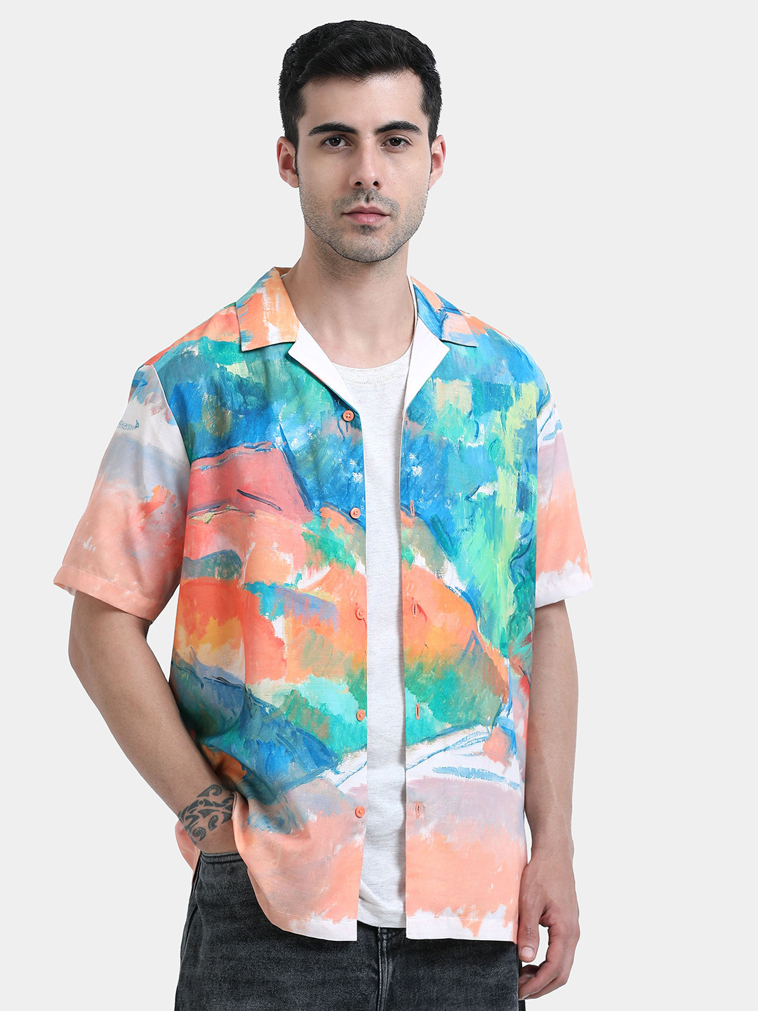 StitchX Men's Half Sleeve Tropical Printed Relaxed Fit Shirt