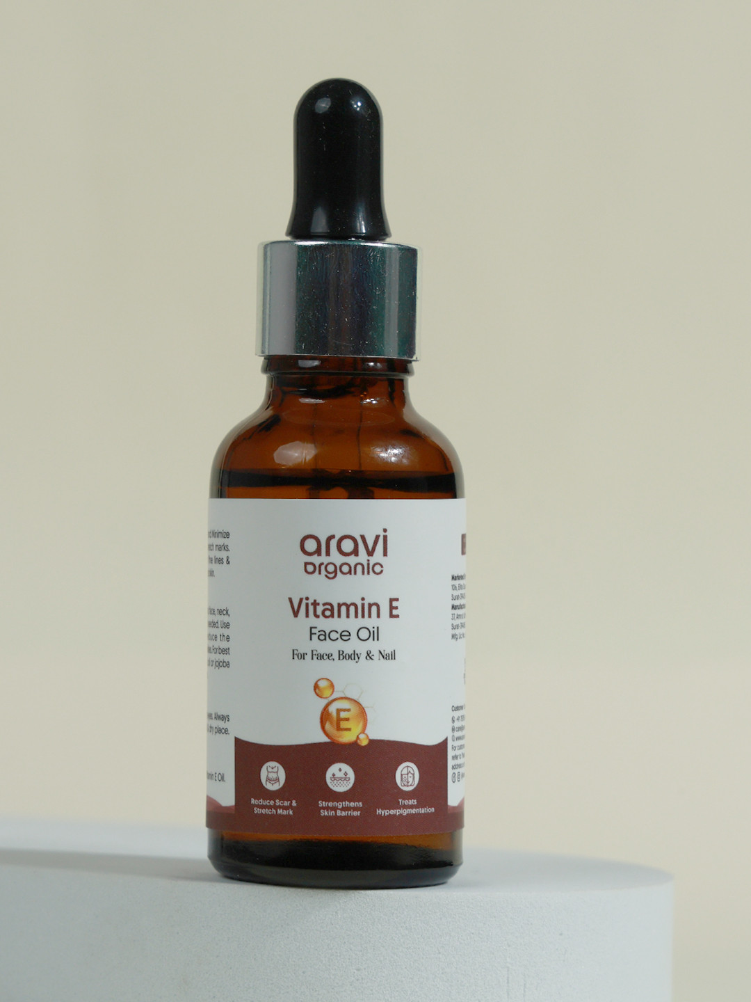 Aravi Organic Vitamin E Oil For Face Best Oil For Face & Body Repair Damaged Skin - 30ml