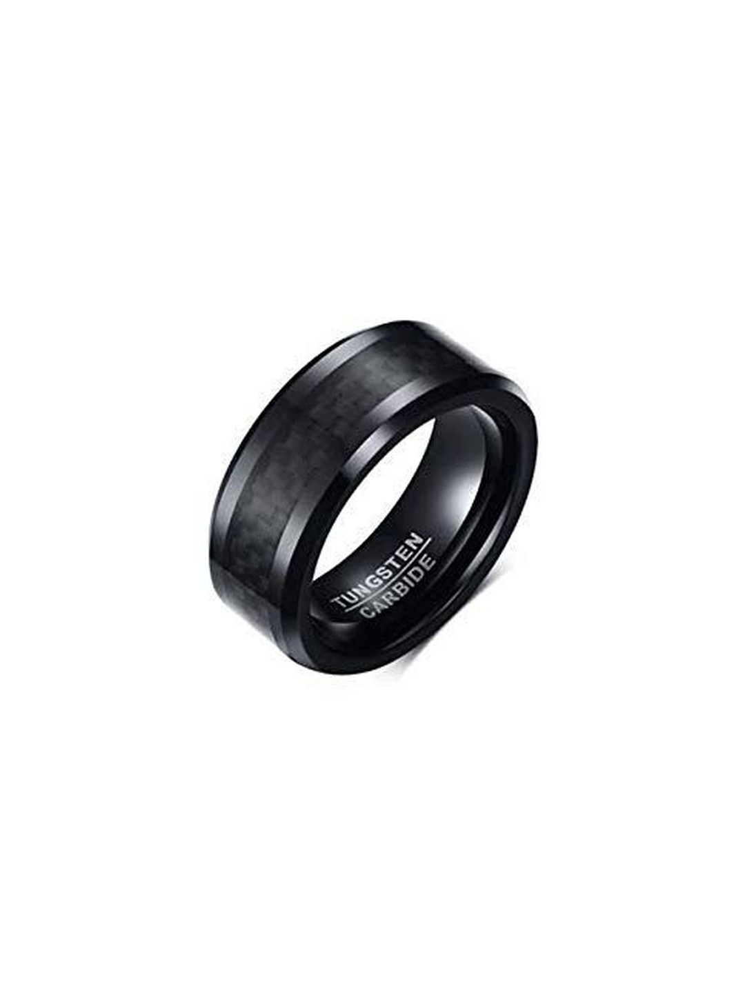 Moneekar Jewels Unisex 8mm Carbon Fiber Inlay Tungsten Carbide Ring