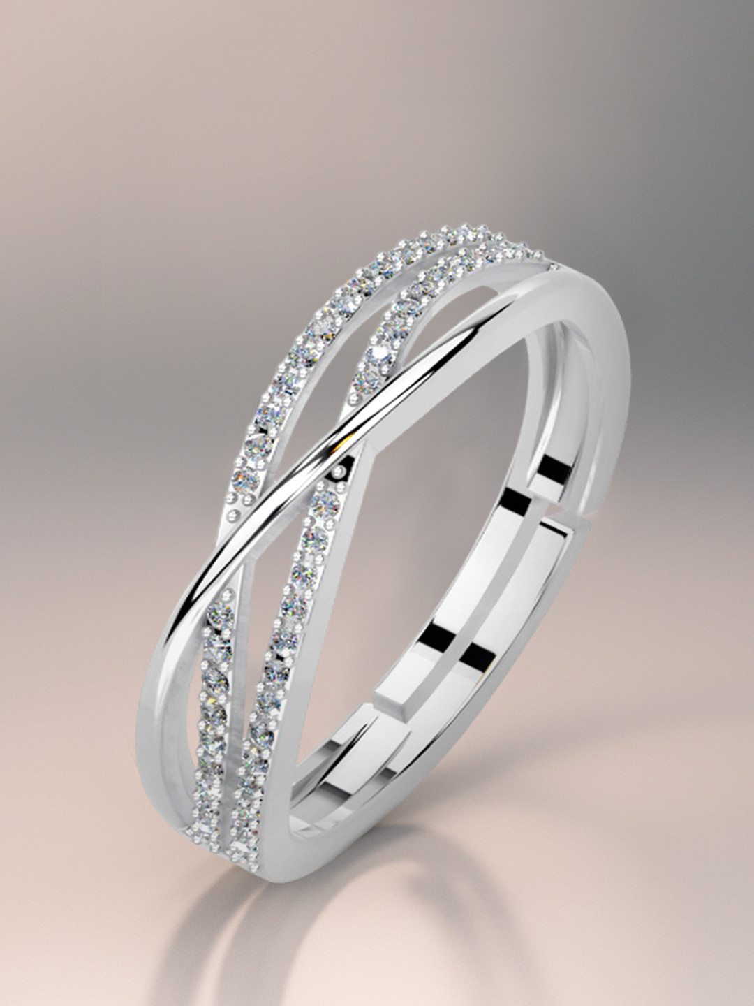 MISS HIGHNESS 925 Sterling Silver Rhodium-Plated Adjustable Finger Ring