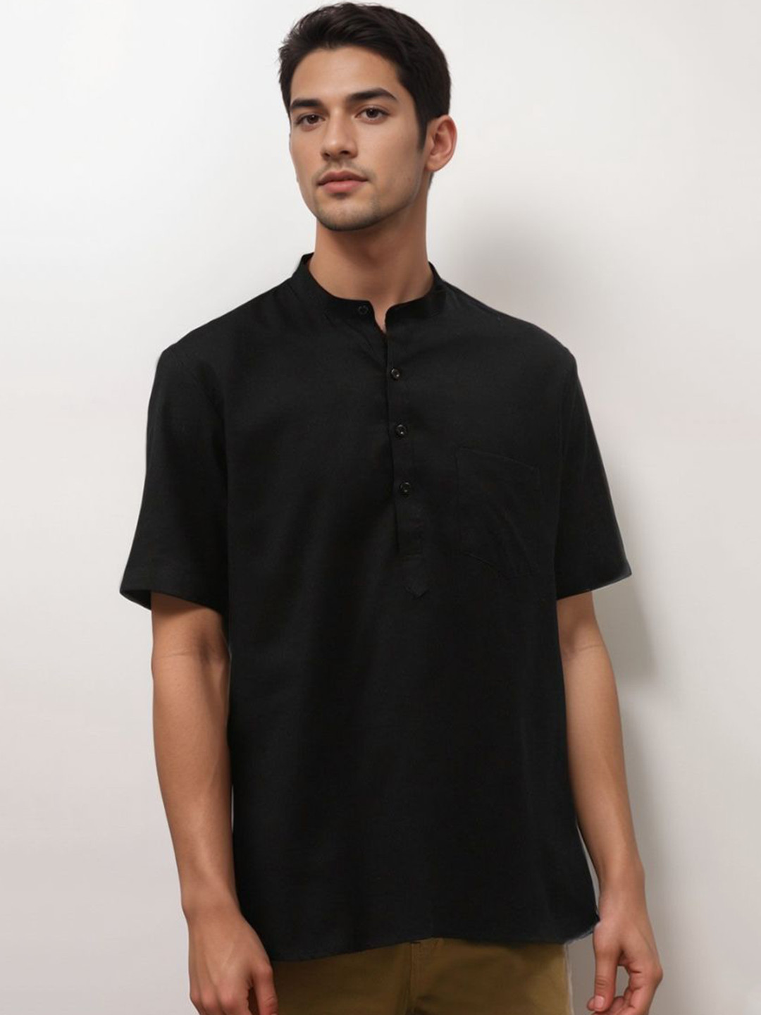 Parrth Enterprisees Men Mandarin Collar Pure Cotton Kurta