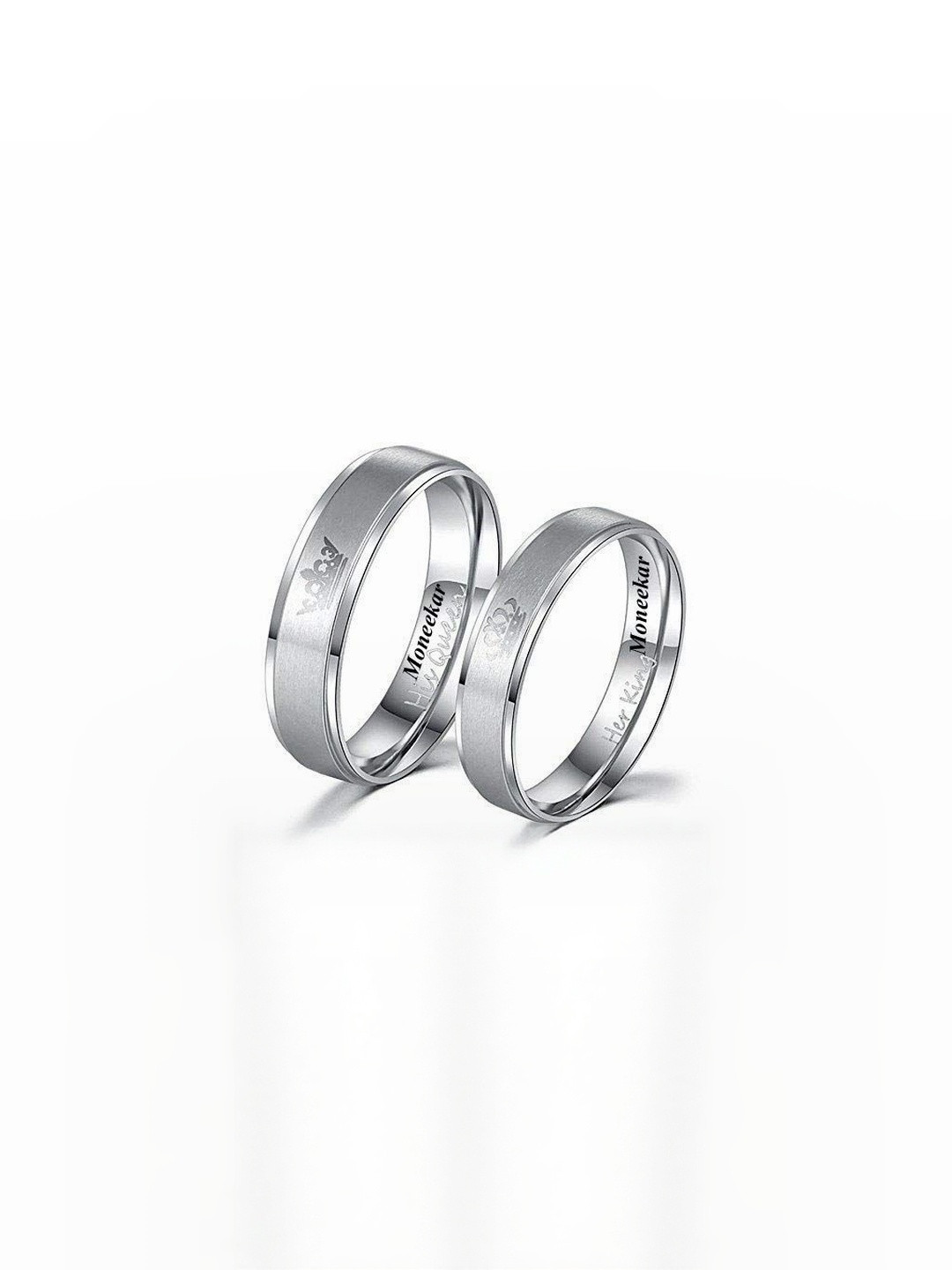 Moneekar Jewels Unisex Set Of 2 Titanium Steel High Polished Finger Rings