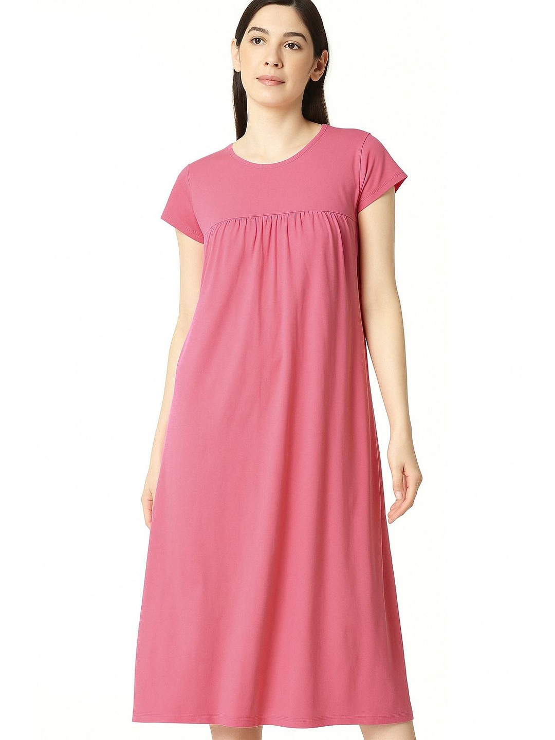 zebu Women Mauve Polyester Plain Nightdress