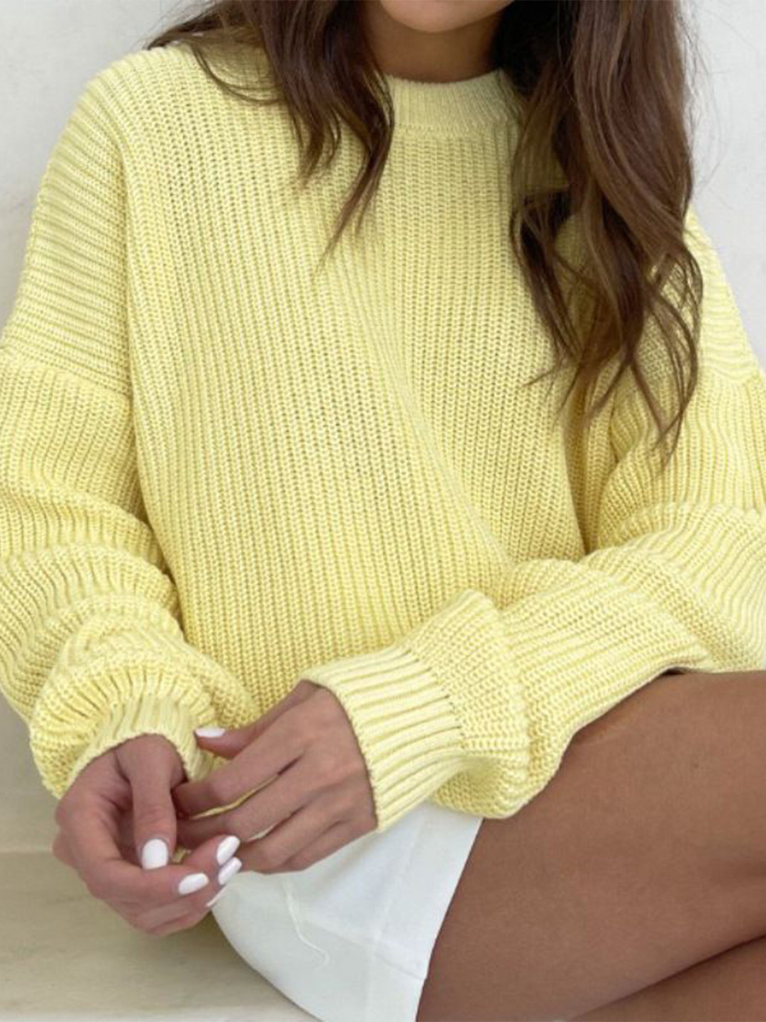 StyleCast Women Oversized Chunky-Knit Round Neck Sweater