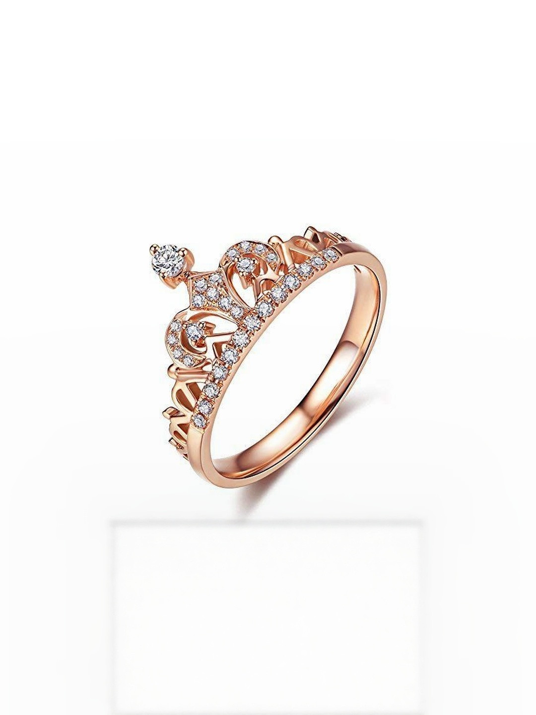 Moneekar Jewels Women Stainless Steel CZ Crown Tiara Finger Ring