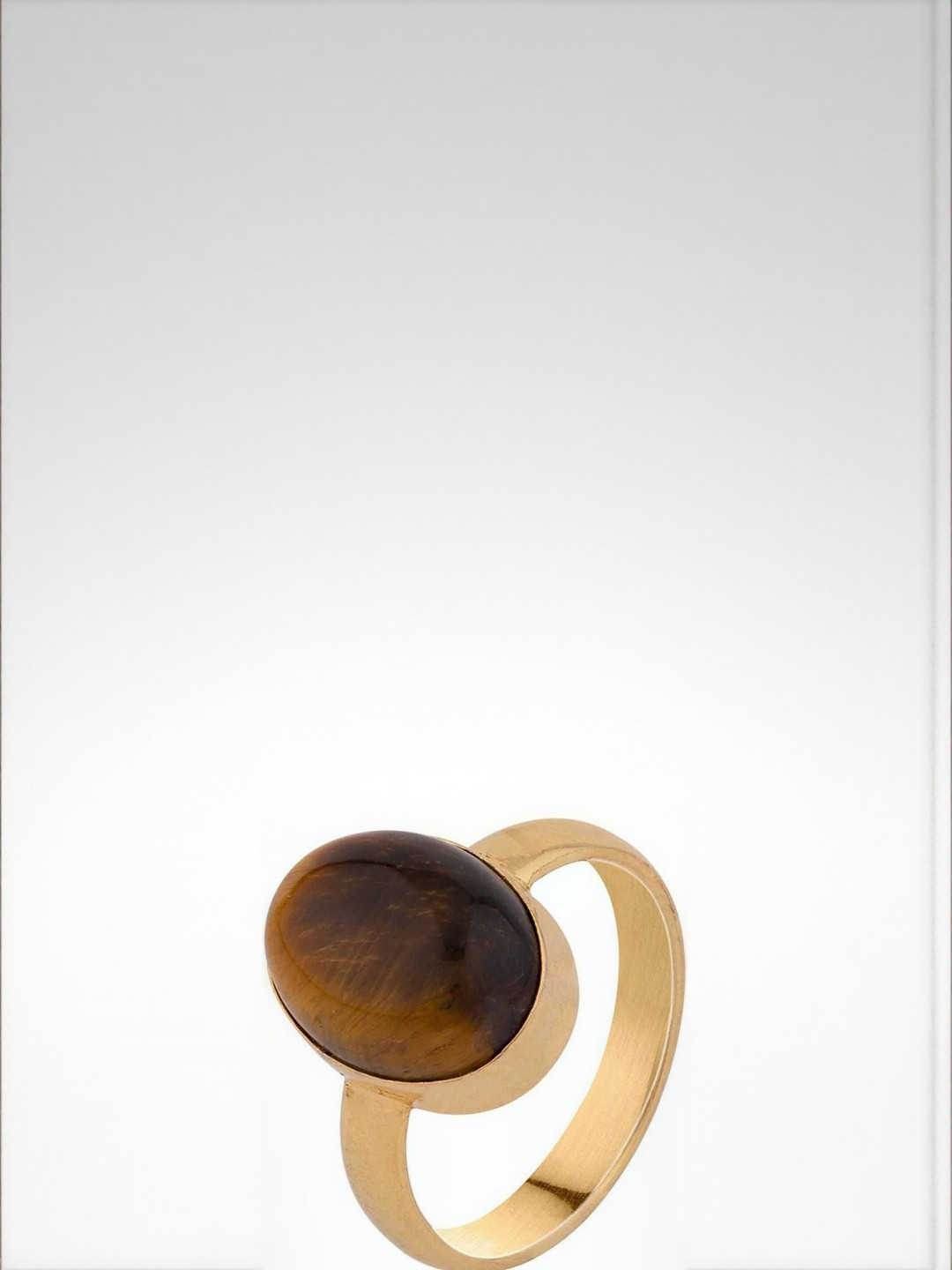 Raviour Lifestyle Women Silver-Plated Tiger's Eye Brass Finger Ring