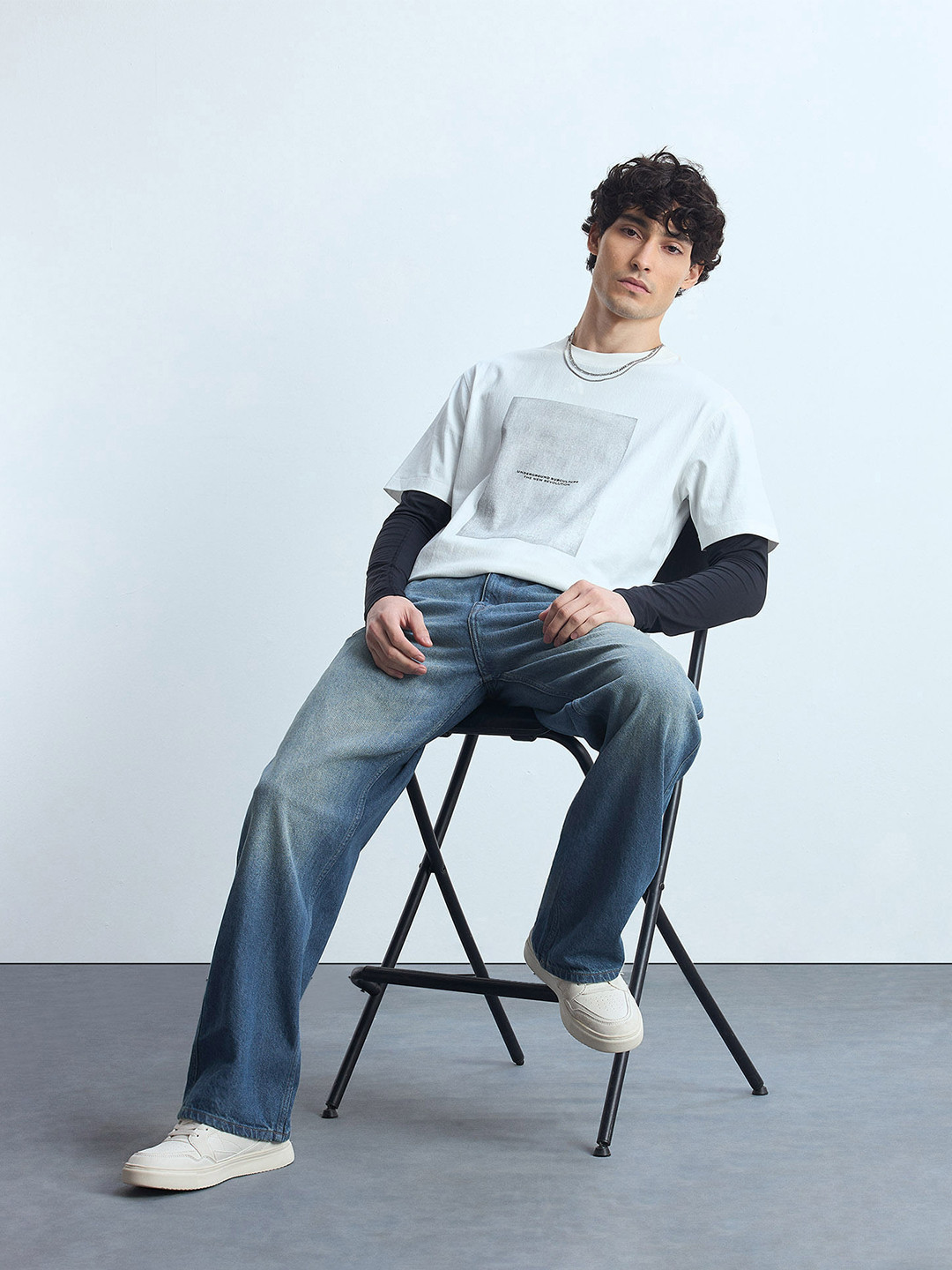 Flying Machine Men Cobain 90's Loose Fit Light Fade Non Stretchable Jeans