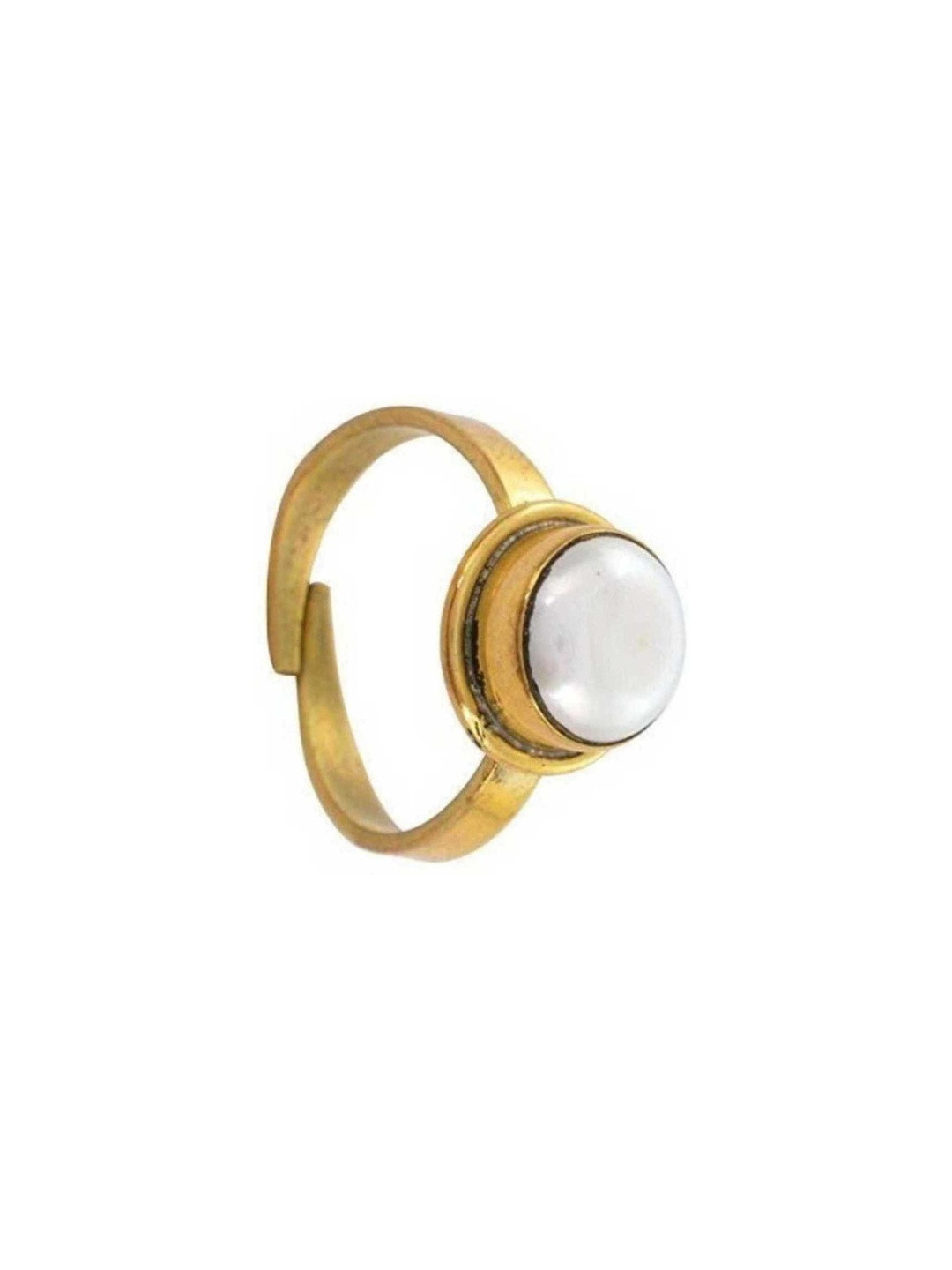 RAVIOUR LIFESTYLE Unisex Pearl (Moti) 7.00 Ratti White Pearl Ashtadhatu Rashi Ratna Silver-Plated Finger Ring