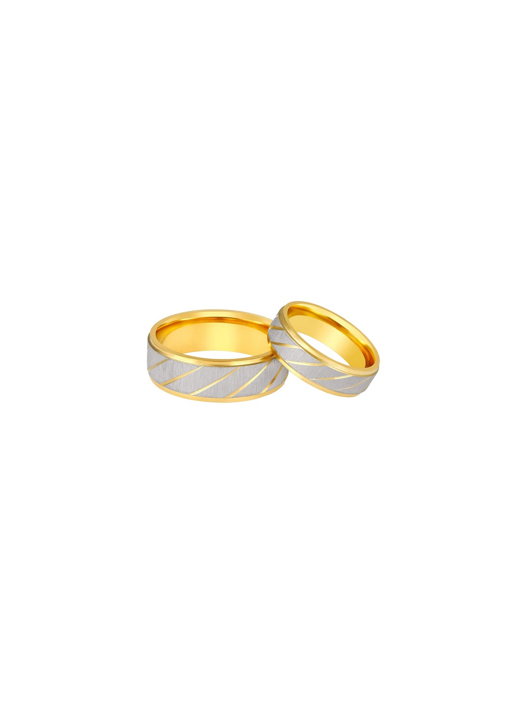 Moneekar Jewels Unisex Set of 2 Gold-Tone Stainless Steel Couple Promise Finger Rings