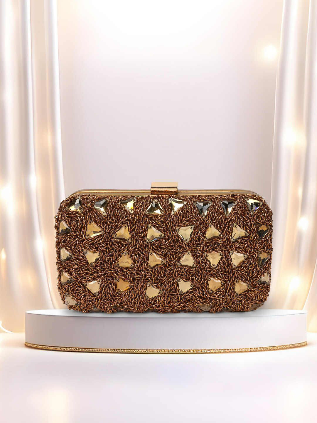 Cheemo Embellished Box Clutch With Click Closure