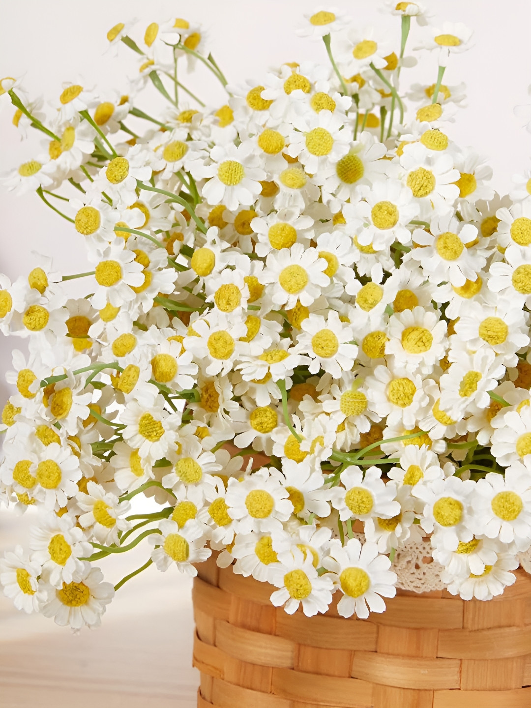 TIED RIBBONS 12 Pieces White And Yellow Artificial Daisy Flower Bunch