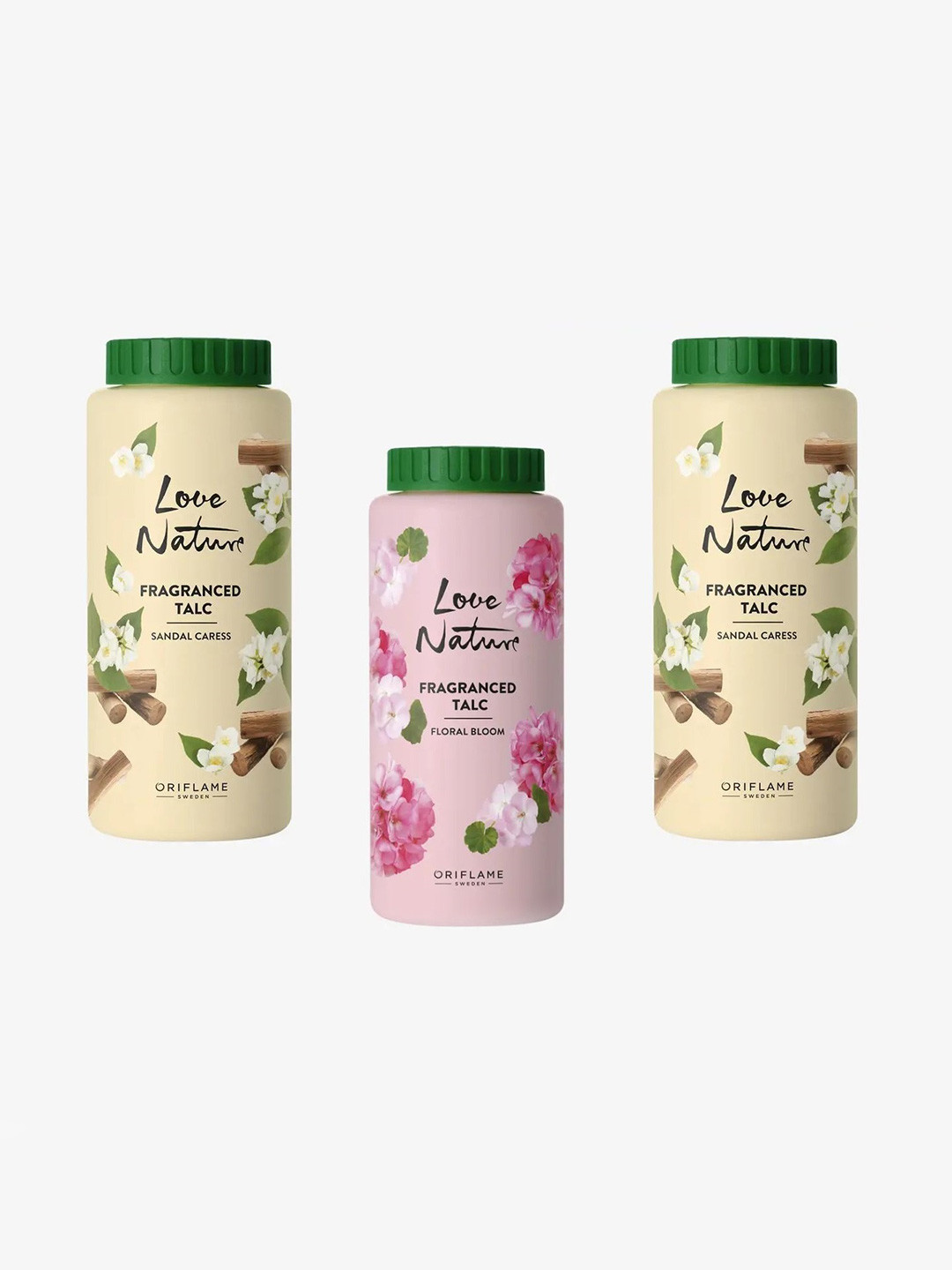 Oriflame Set Of 3 Love Nature Sandal Caress & Floral Bloom Talcum Powder - 100 g Each