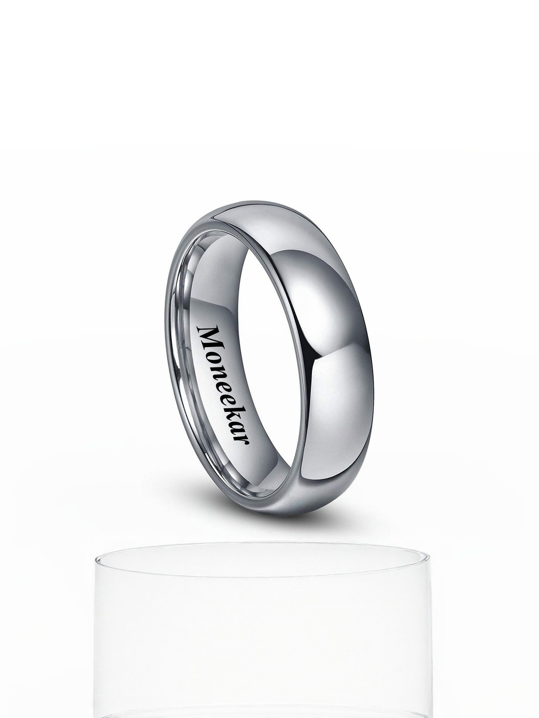 Moneekar Jewels Unisex Tungsten Plain Dome Comfort-Fit Wedding Band Ring