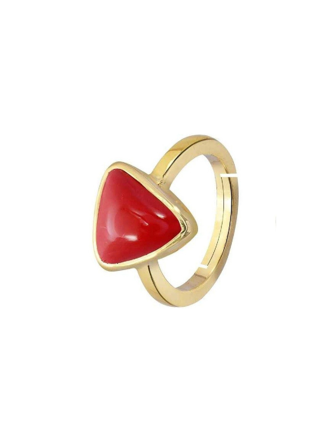 RAVIOUR LIFESTYLE Unisex Gold-Plated Red Coral (Moonga) Copper Finger Ring