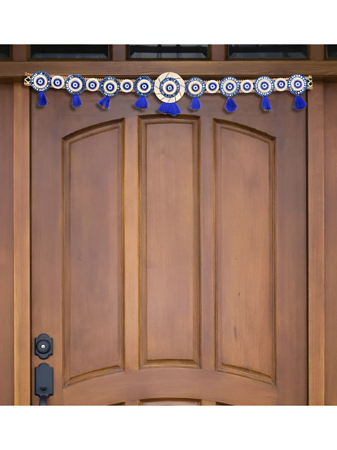 eCraftIndia Blue & White Evil Eye Textured Toran