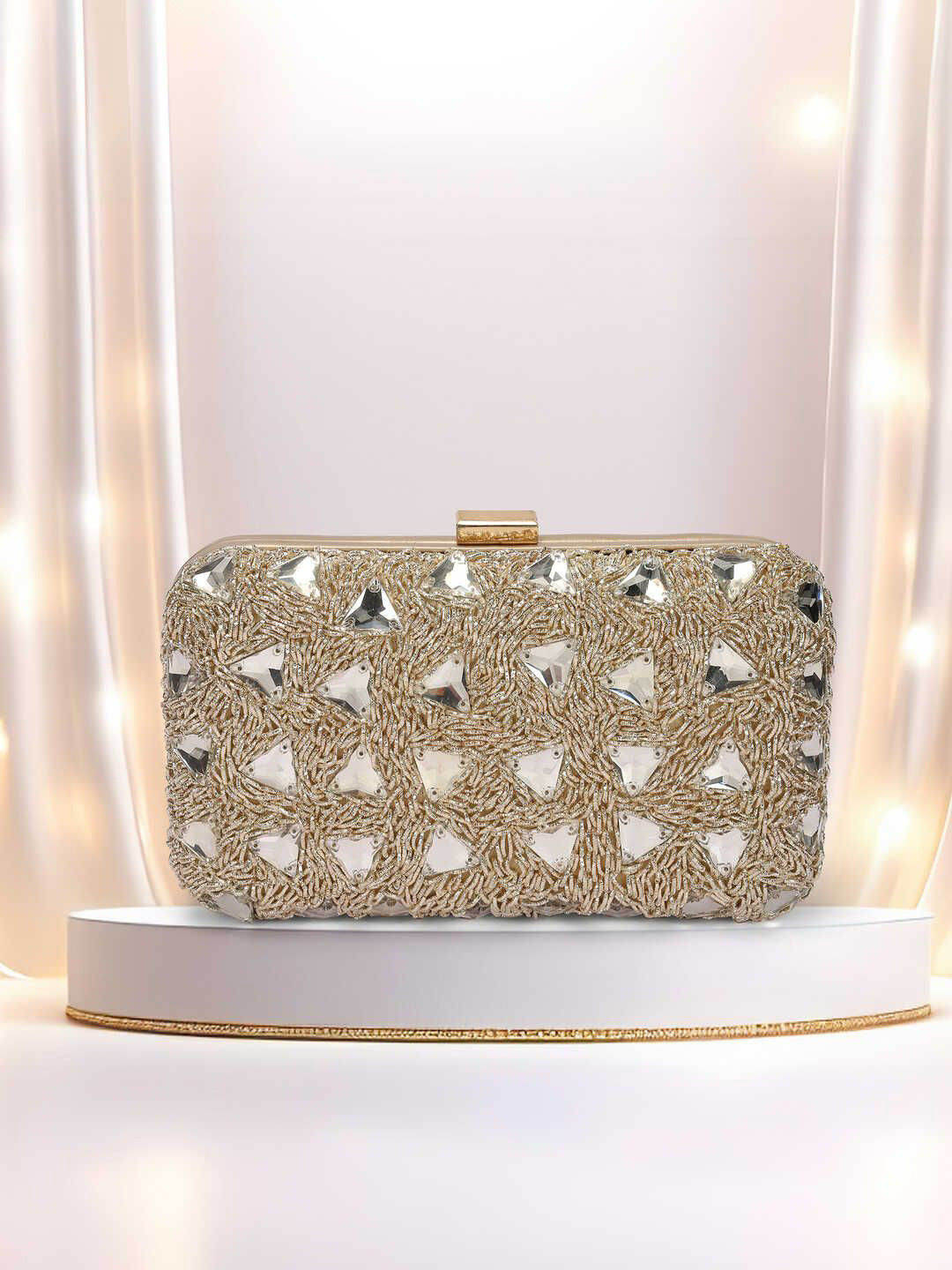 Cheemo Embellished Box Clutch With Click Closure