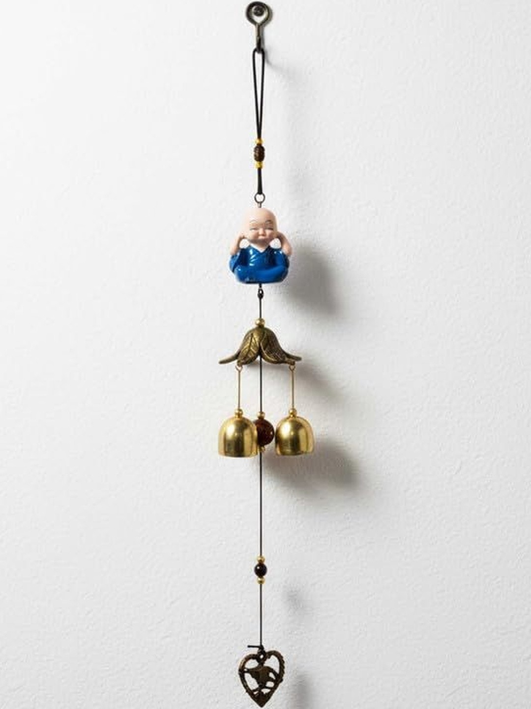 Go Hooked Feng Shui Monk Figurine Hanging Wind Chime With 3 Brass Bells