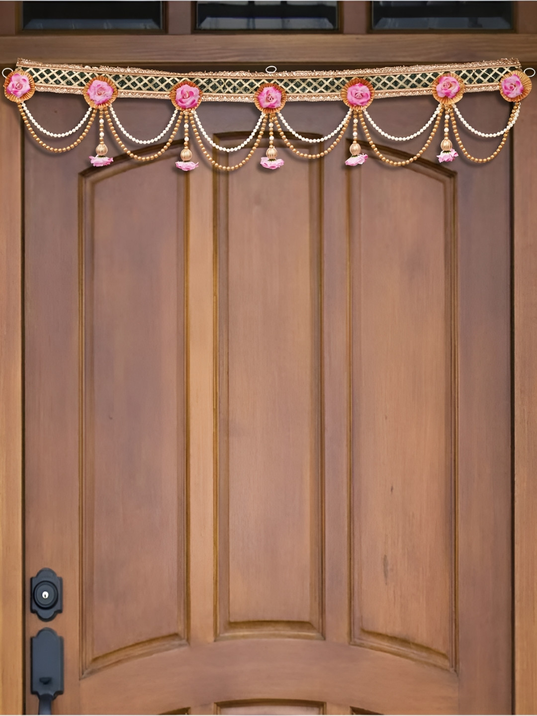 eCraftIndia Pink Flower Toran for Main Door Entrance