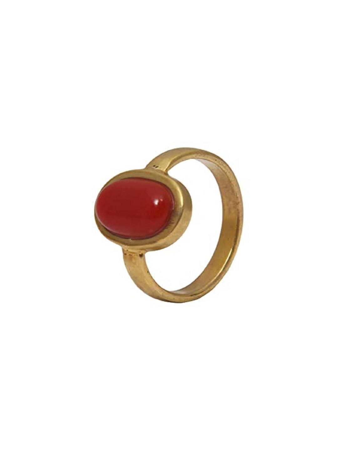 RAVIOUR LIFESTYLE Unisex 6.55 Ratti Moonga Red Coral Brass Finger Ring