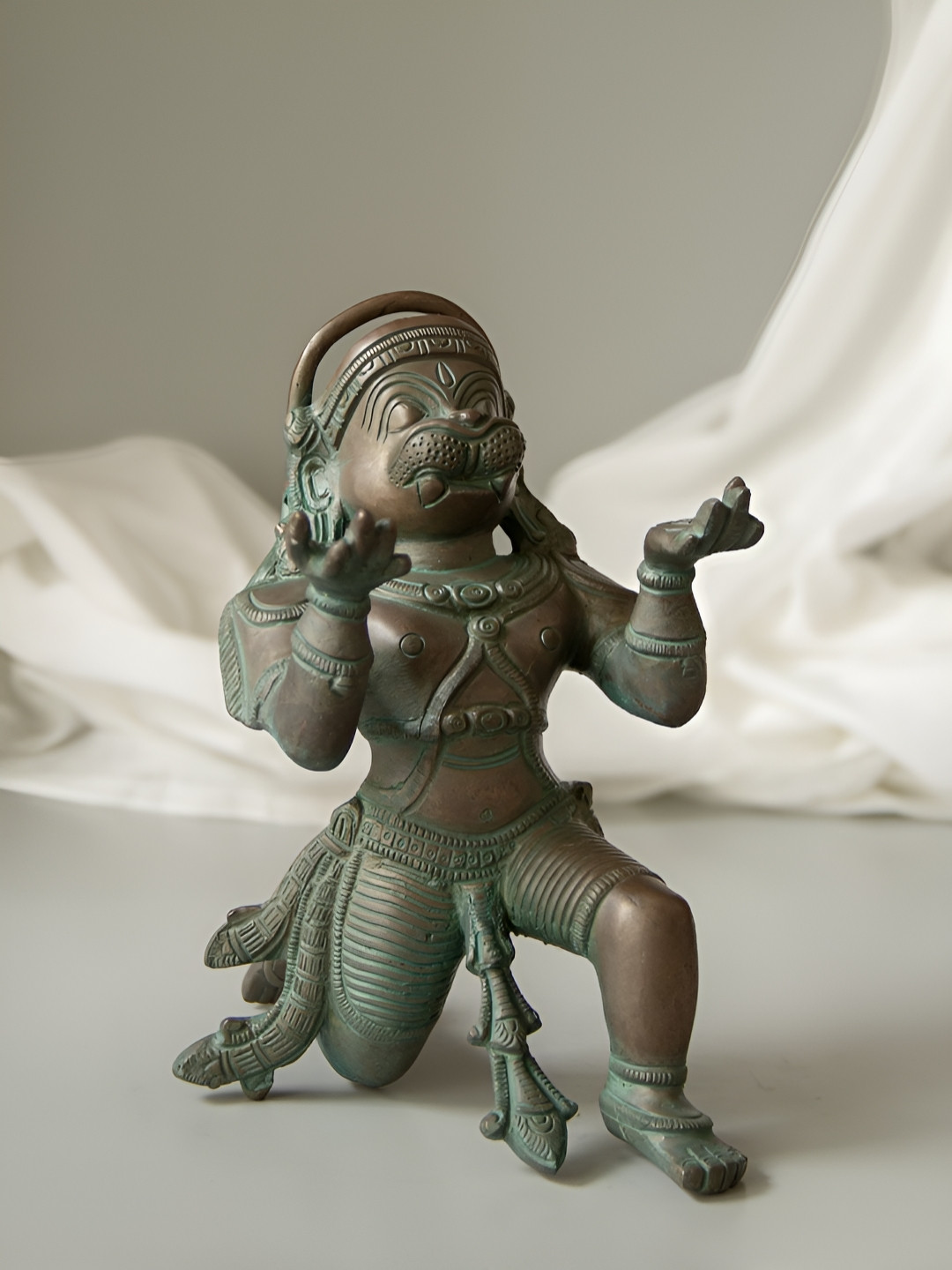 Imli Street Brown Hanuman Vahanam Religious Idol Showpiece