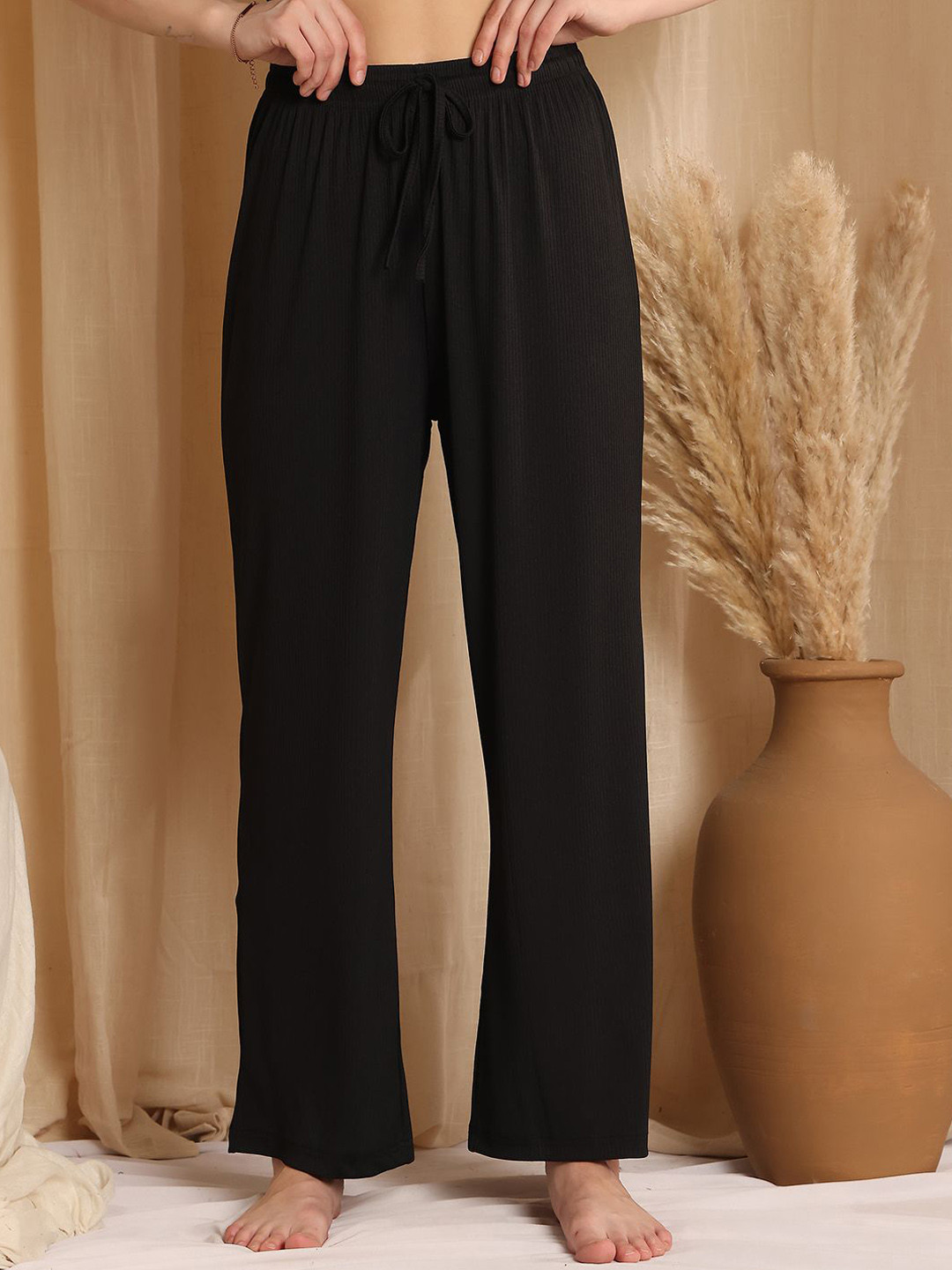 NEUDIS Women Mid-Rise Wide-Leg Flared Lounge Pants