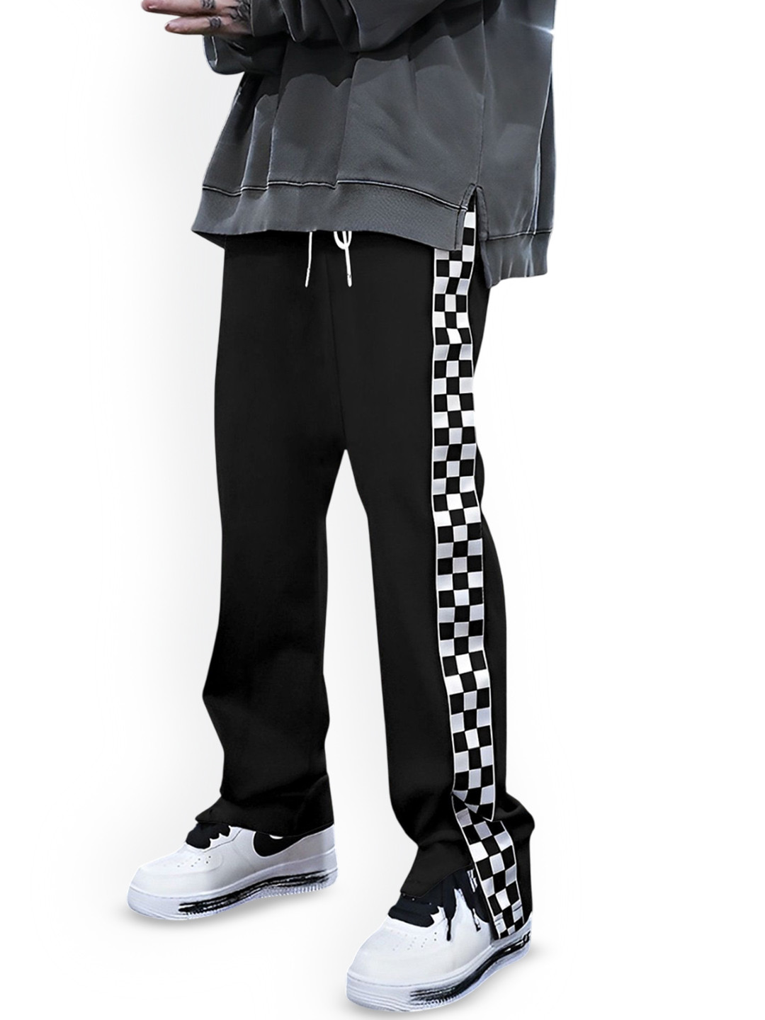 FTX Men Checked Mid-Rise Track Pants