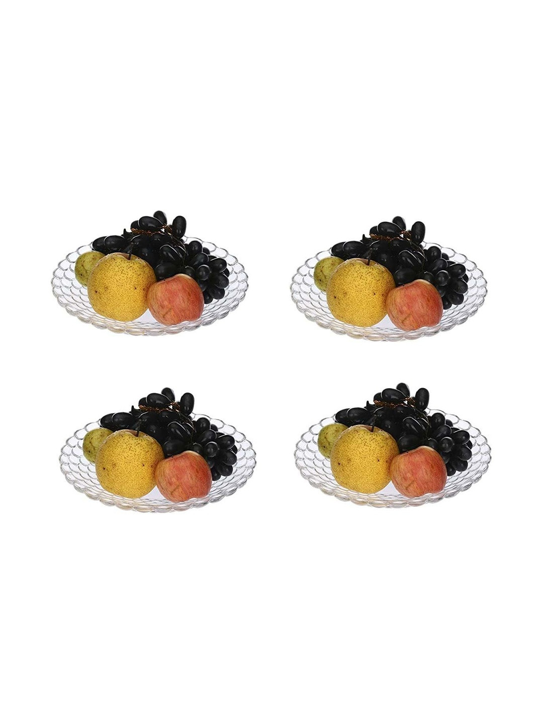 1st Time Transparent Set of 4 Versatile Elegant Designer Glass Serving Plate
