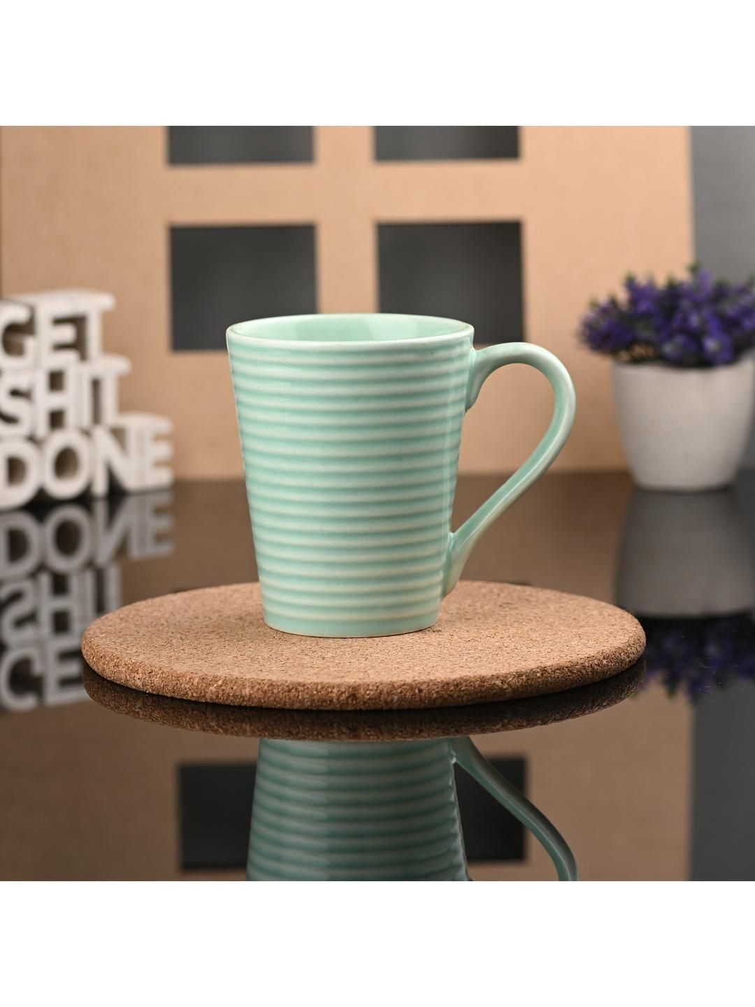 1ST TIME Green Solid Dishwasher Safe Glossy Mug 250ml