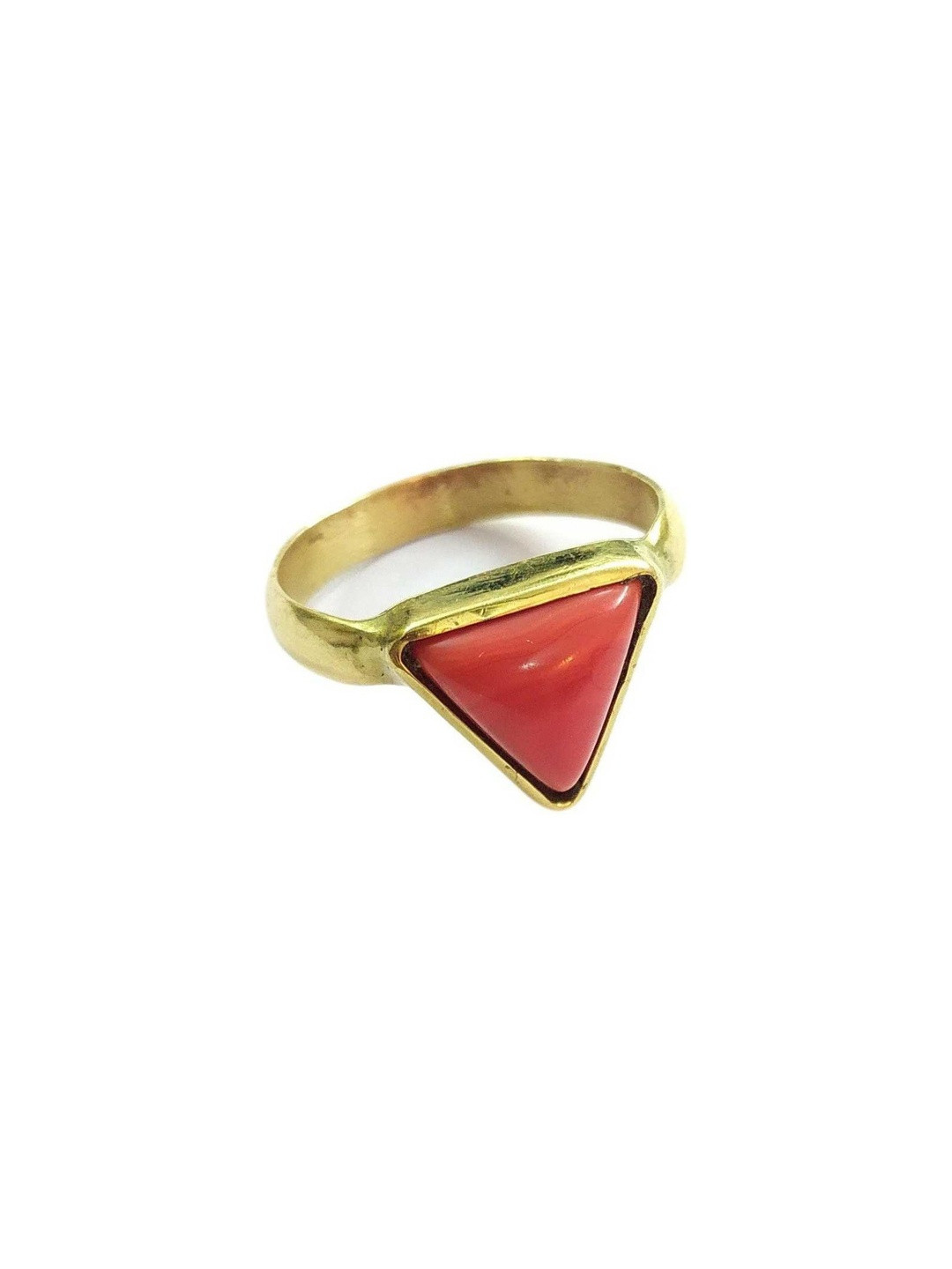 RAVIOUR LIFESTYLE Unisex Gold-Plated Coral Stone Finger Ring